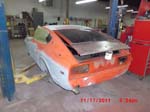 240z read deck lid repaired - prepping for paint